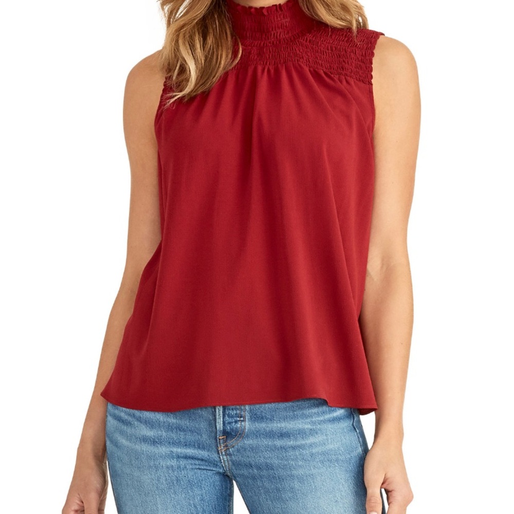 RACHEL Rachel Roy Mindi Smocked Mock Neck Top XS